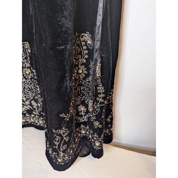 Carol Little Black Velvet Skirt10 Gypsy Peasant Sequins Hippie Boho Fairy Beaded - Picture 2 of 12